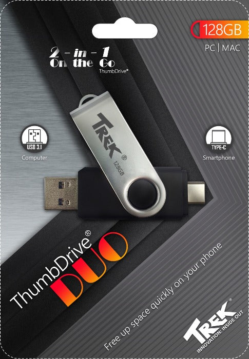 TREK TD DUO THUMBDRIVE™ - 360° ROTATING 'A' n 'C' (Supports IPhone 15 PRO)